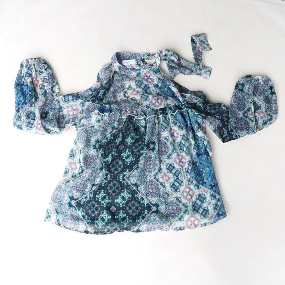 Libby Edleman Sheer Cold Shoulder Blouse